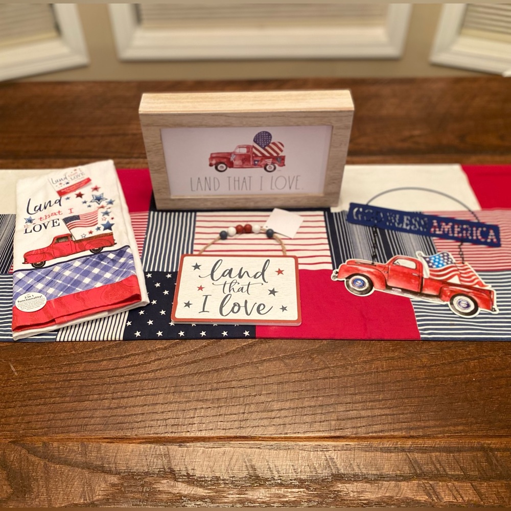 Rae Dunn Land That I Love July 4th Sign, Land That I Love Towel & Wall Signs